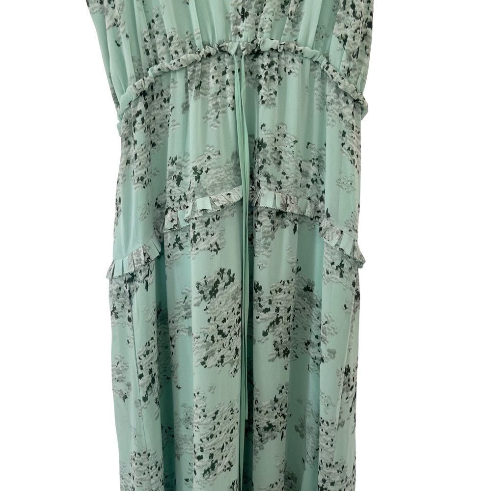 Massimo Dutti Mint Green Floral Maxi Dress 6 Boho Tiered Sleeveless Cottagecore - Picture 5 of 15